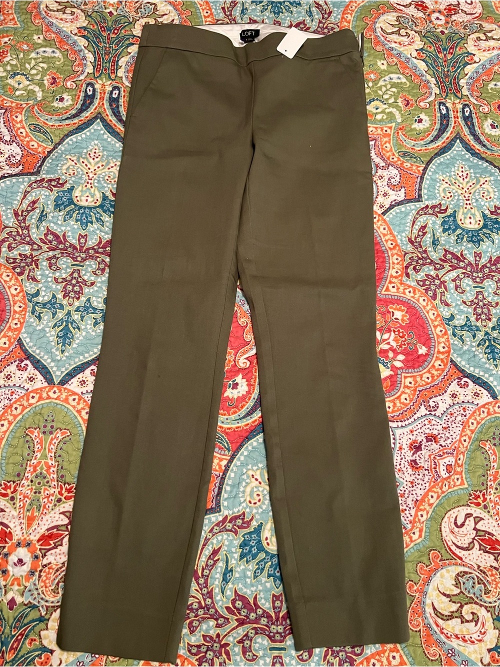 LOFT Olive Straight-Leg Pants